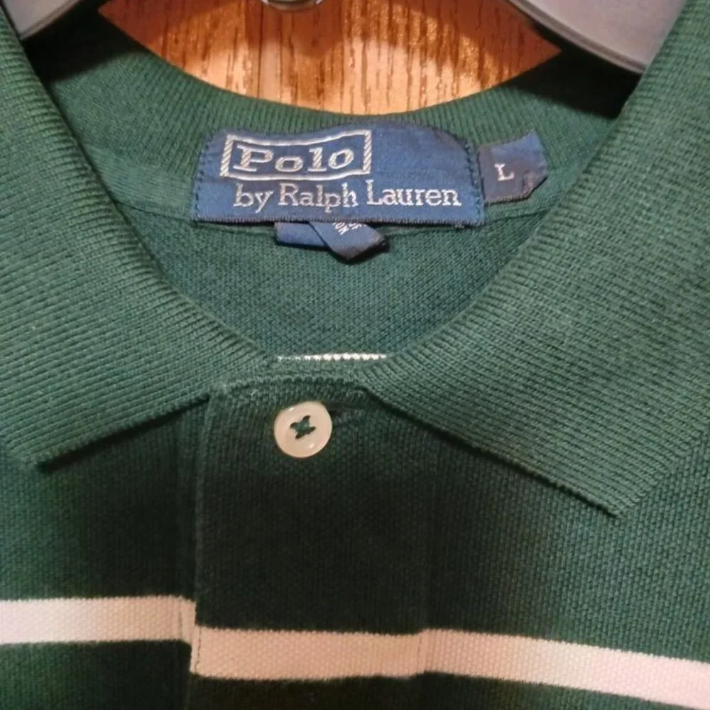 Polo (Ralph Lauren)-(Green Stripe)-(Pre-owned)-(Dry Cleaned)-(Size-L)-$30.00 - Picture 4 of 4